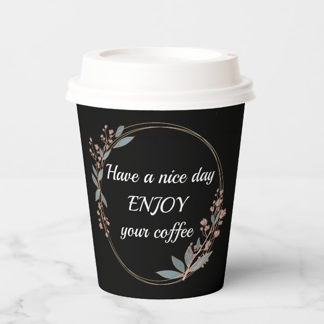 Customized Floral Frame with Morning Text Paper Cups (Front)