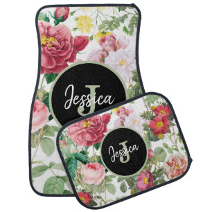 Customized Floral Roses Vintage Spring Garden Car Floor Mat