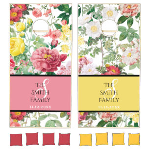 Customized Floral Roses Vintage Spring Garden Cornhole Set