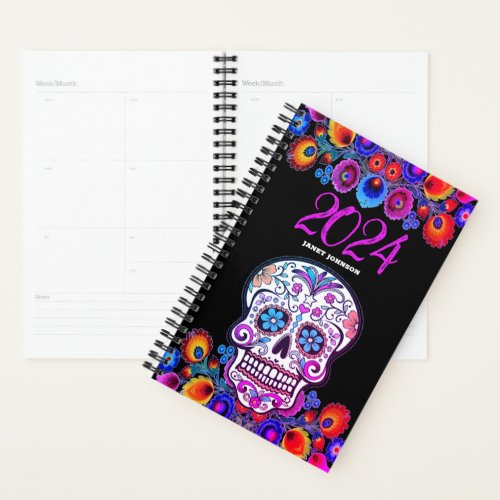 Customized Floral SUGAR SKULL Daily Weekly Undated Planner
