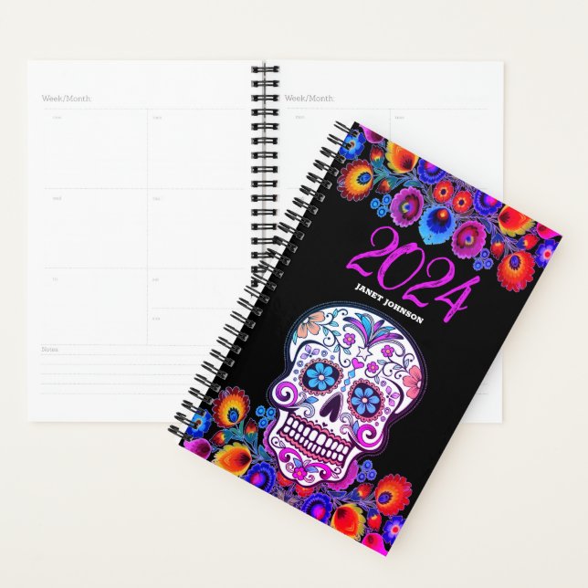Customized Floral SUGAR SKULL Daily Weekly Undated Planner (Display)
