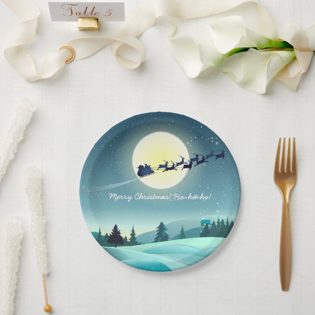 Customized Flying Sleigh Cartoon Paper Plates (Wedding)