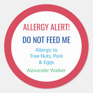 52 x Food Allergy Labels Food Warning Labels Food Allergen Stickers 