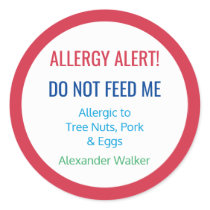 Customized Food Allergy Alert Personalized Kids Classic Round Sticker