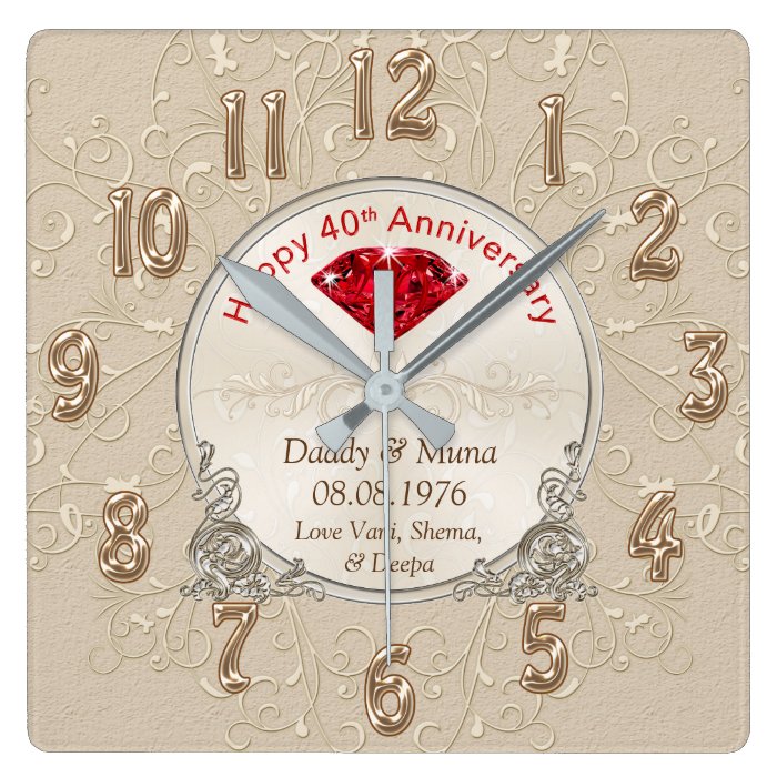 Customized Fortieth Wedding Anniversary Gift CLOCK  Zazzle