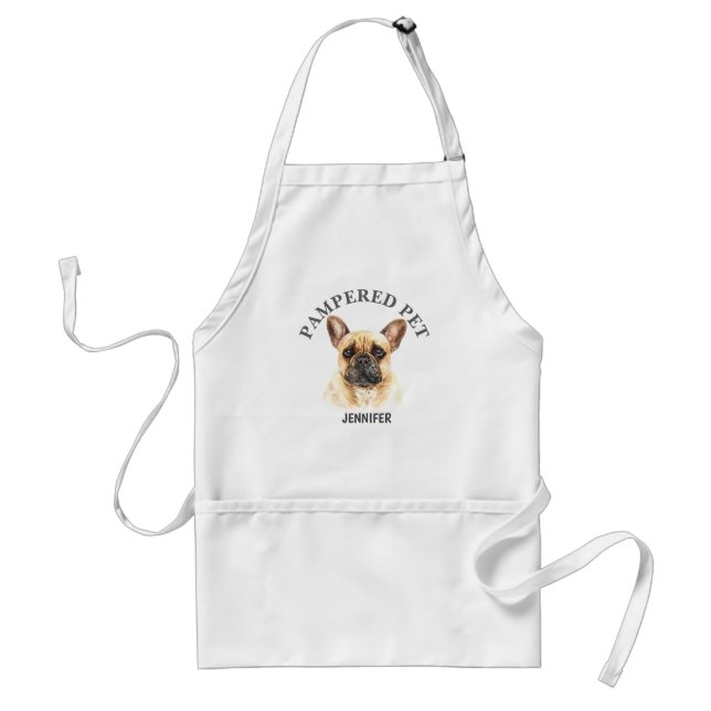 Customized French Bulldog Pet Groomer Apron (Front)