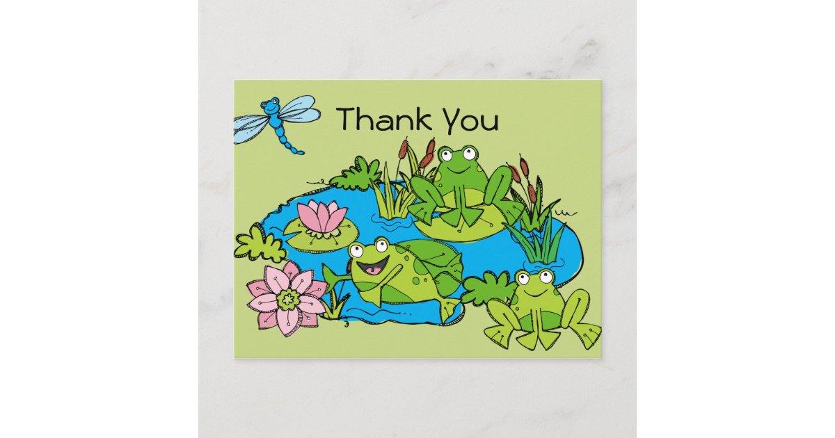 Customized Frog Pond Birthday Thank You Postcard | Zazzle