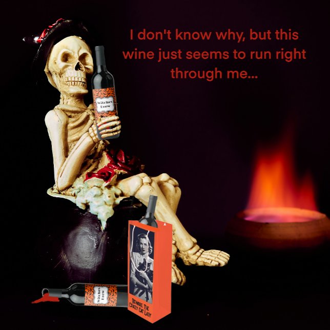 Customized Fun Halloween Orange and Black Wine Label (These wine bottle labels can be personalized.)