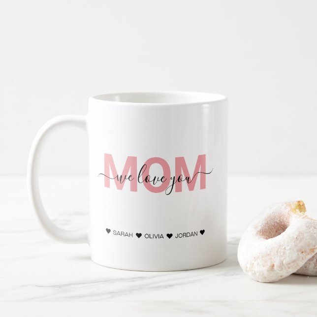 Customized Funny Best Mom Nutrition Facts Heart Coffee Mug (With Donut)