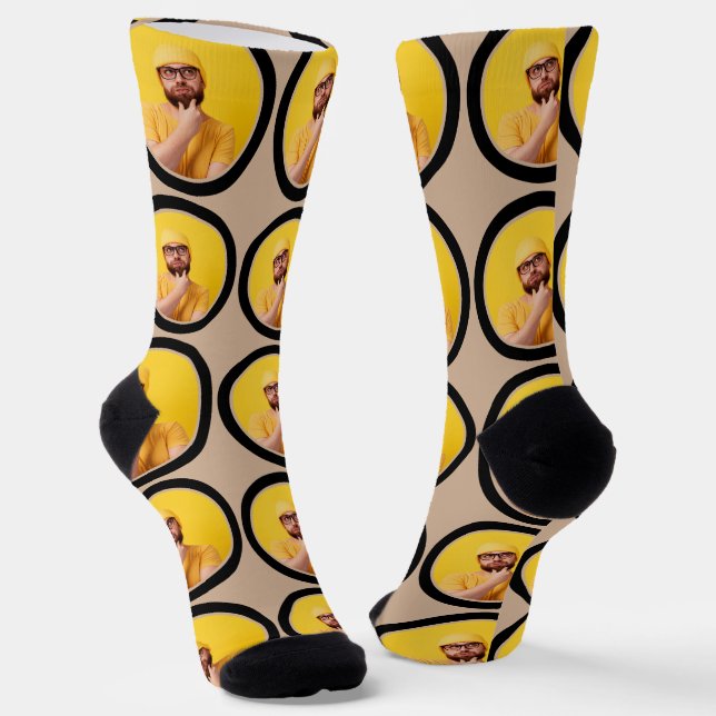 Customized Funny Face Photo Hazelnut Custom Socks (Angled)