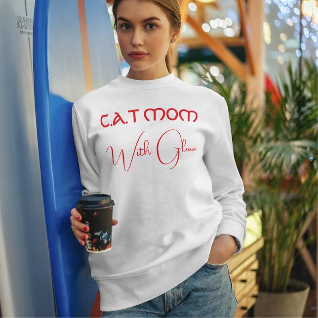 Customized Funny Script Cute Red And White Cat Mom Sweatshirt (Creator Uploaded)