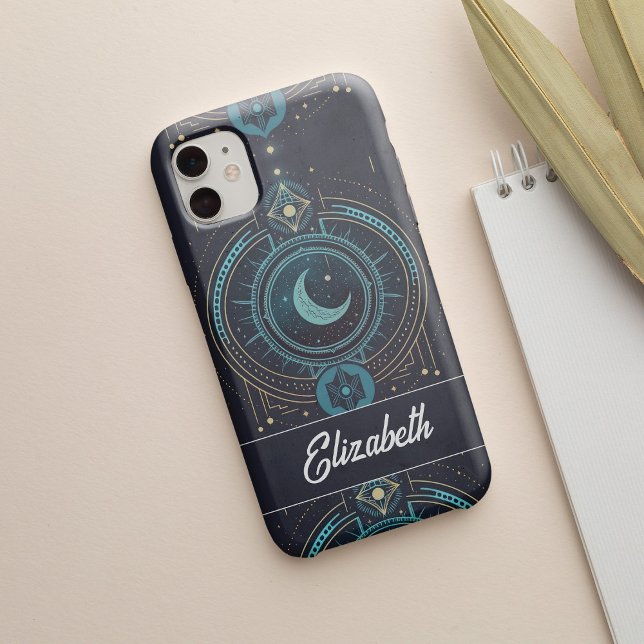 Customized Gift Crescent Moon And Stars Celestial Case-Mate iPhone Case (Creator Uploaded)