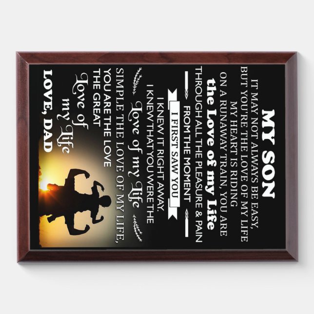 Customized Gift For Son | Best gift for kid Award Plaque (Horizontal)