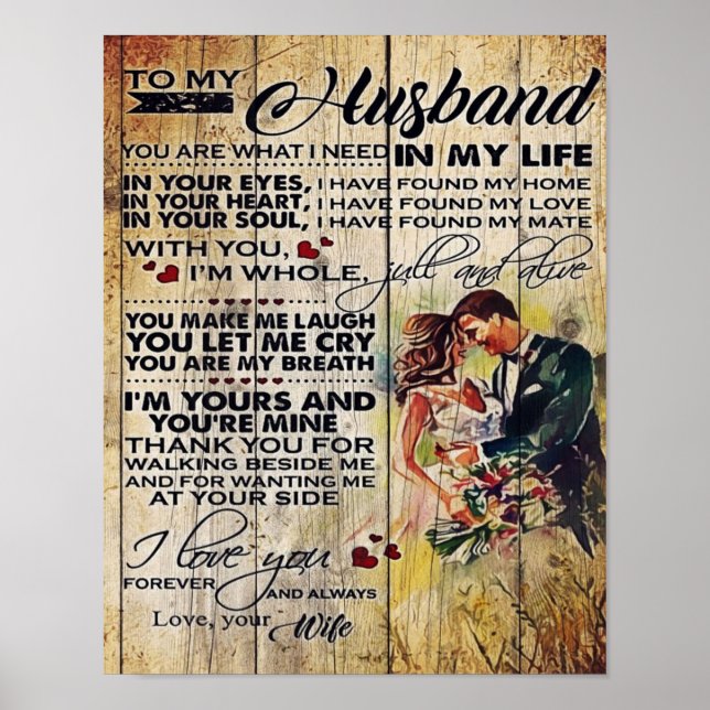 Customized Gift, To My Husband Letter Poster (Front)