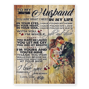 Customized Gift, To My Husband Letter Temporary Tattoos