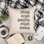Customized Gift With 5 Names Personalized Family Throw Pillow<br><div class="desc">Looking for the perfect gift for your loved ones this holiday season? Look no further than our personalized family throw pillow! This unique pillow is perfect for anyone in your family, including mom, grandma, and even your grandparents. Plus, with five different names personalized on this pillow, it's sure to make...</div>