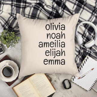 Customized Gift With 5 Names Personalized Family Throw Pillow