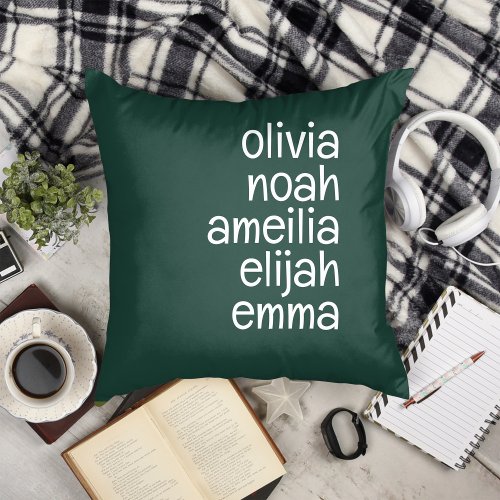 Customized Gift With 5 Names Personalized Family Throw Pillow