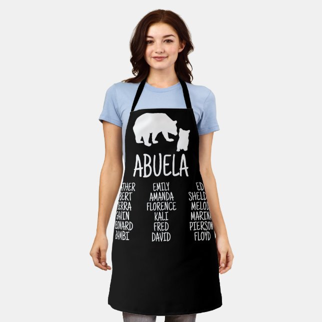 Customized Gift With Grandkid's Names Abuela Bear  Apron (Worn)