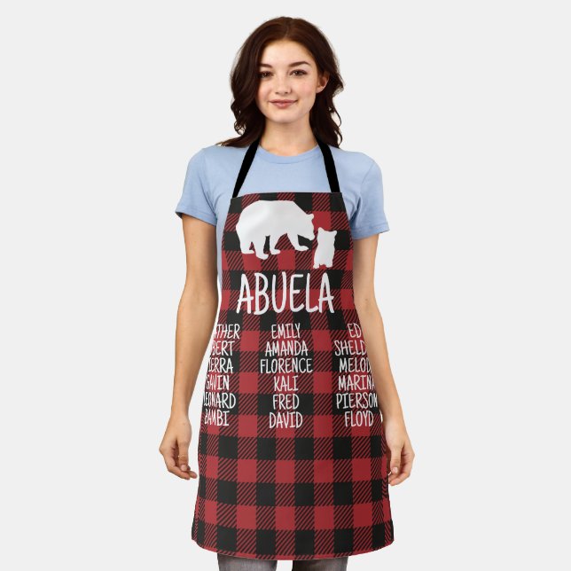 Customized Gift With Grandkid's Names Abuela Bear Apron (Worn)