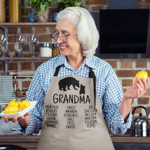 Customized Gift With Grandkids Names Grandma Bear Apron