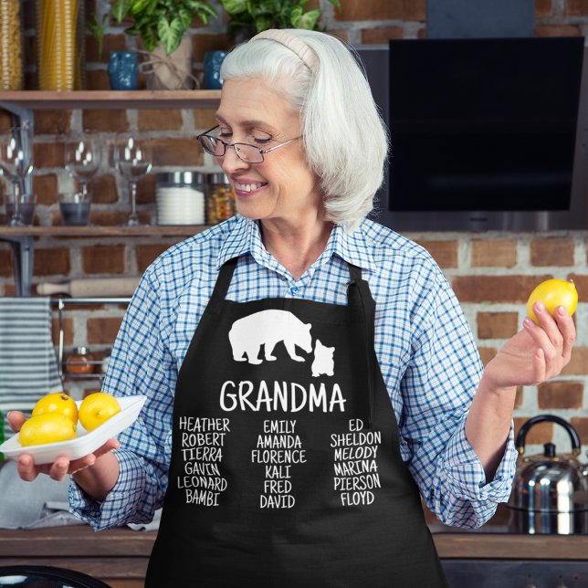 Customized Gift With Grandkid's Names Grandma Bear Apron (Creator Uploaded)