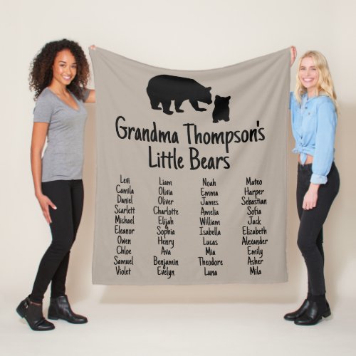 Customized Gift With Grandkids Names Grandma Bear Fleece Blanket