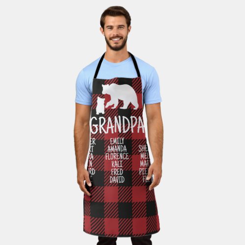 Customized Gift With Grandkids Names Grandpa Bear Apron
