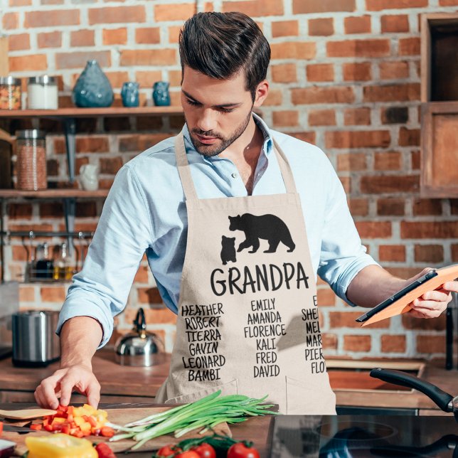 Customized Gift With Grandkid's Names Grandpa Bear Apron (Creator Uploaded)