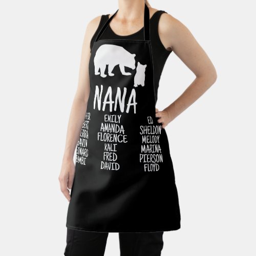 Customized Gift With Grandkids Names Nana Bear Ap Apron
