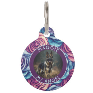 Customized Gifts For Pets Rose Floral Pet ID Tag