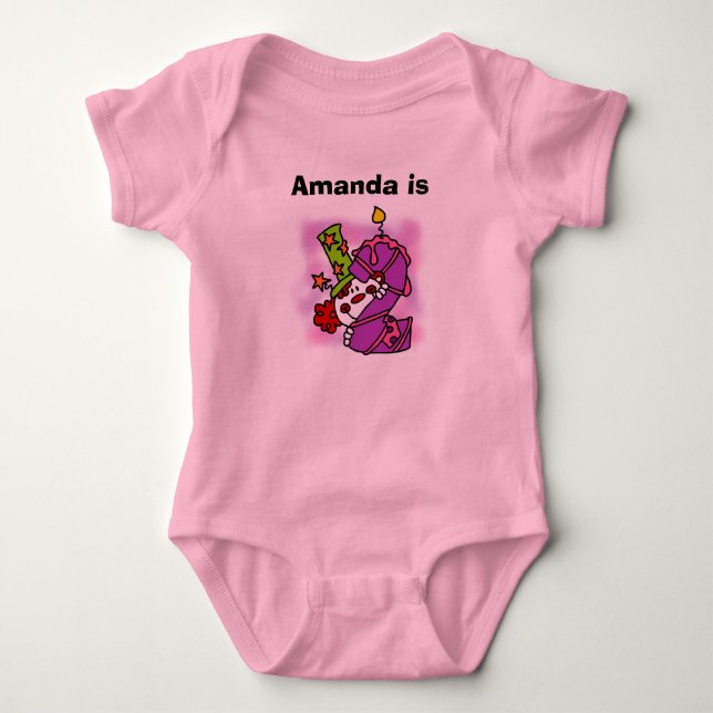 Customized Girl Clown 2nd Birthday T-shirt Baby Bodysuit (Front)