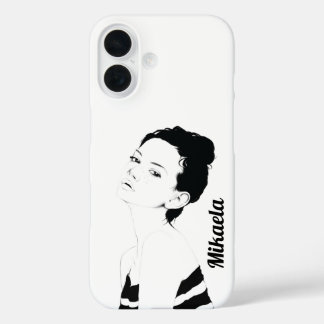 Customized girl illustration iPhone 16 case