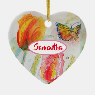 Customized Girls Name Tulip Floral Ornament