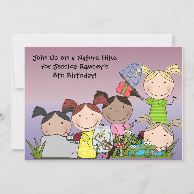 Customized Girls Nature Hike Birthday Invitation (Front)