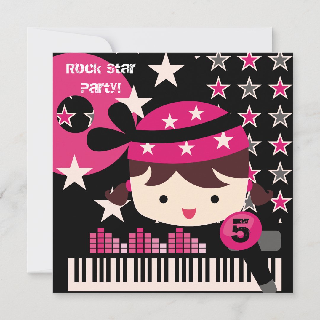 Customized Girls Rock Star Birthday Invitations | Zazzle