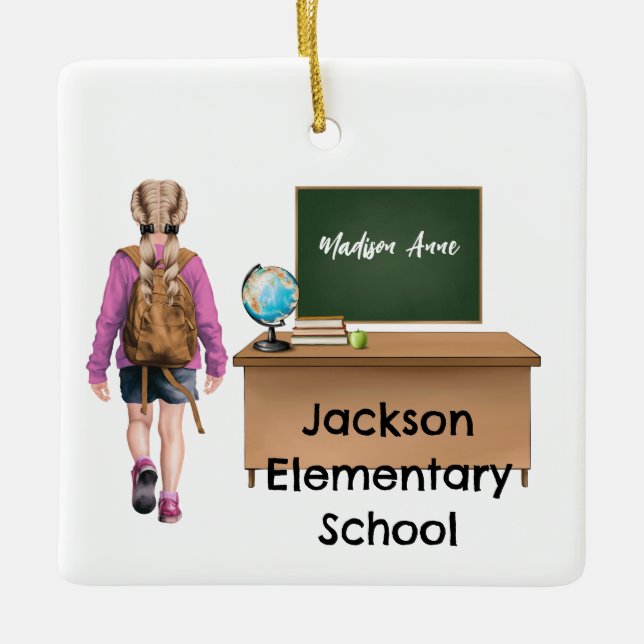 Customized Girls School Christmas Ornament (Front)