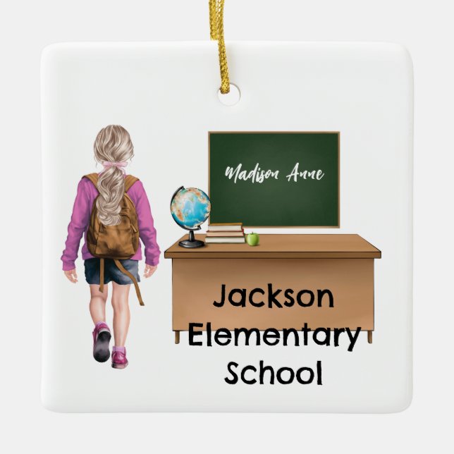 Customized Girls School Christmas Ornament (Front)