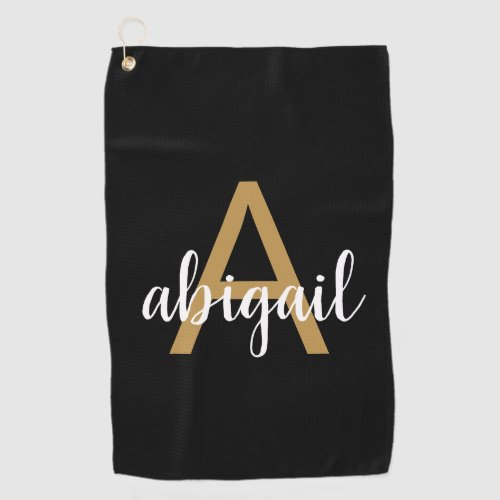 Customized Girly Gold Elegant Modern Monogram Name Golf Towel