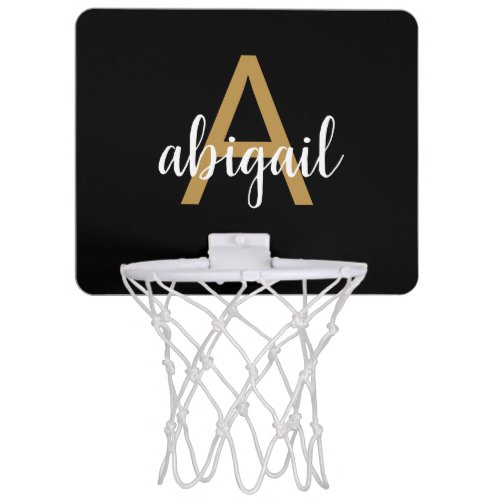 Customized Girly Gold Modern Monogram Name Mini Basketball Hoop