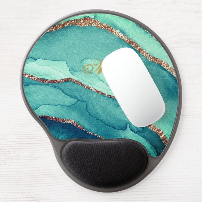 Customized Gold Blue MARBLE Gel Mouse Pad Mousepad (Left Side)