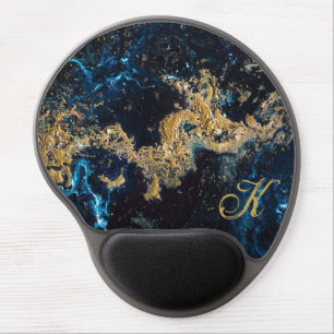 Customized Gold Blue MARBLE Mouse Pad Initial