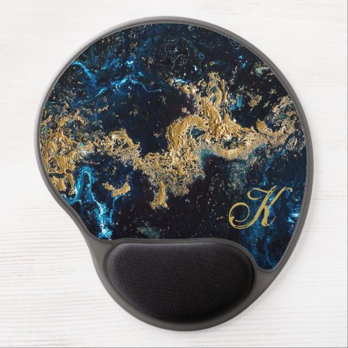 Customized Gold Blue MARBLE Mouse Pad Initial