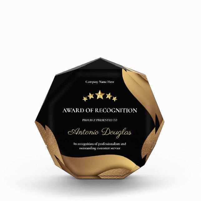 Customized Gold Corporate Employee Recognition Acrylic Award (Front)