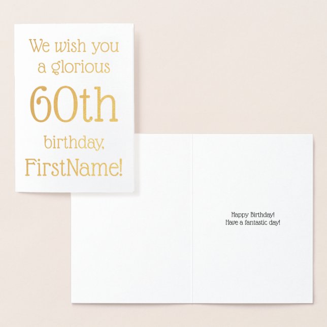 Customized Gold Foil 60th Birthday Greeting Card (Display)