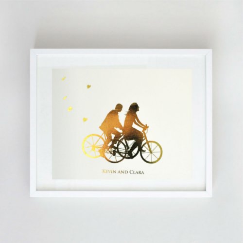 Customized Gold Foil Bicycle Silhouette Print