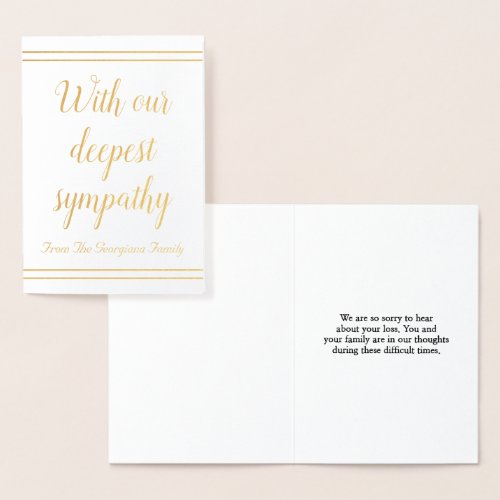 Customized Gold Foil Sympathy Card