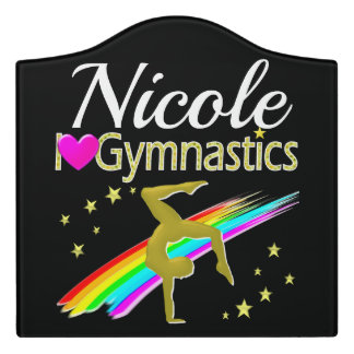 CUSTOMIZED GOLD GYMNASTICS LOVE DESIGN DOOR SIGN