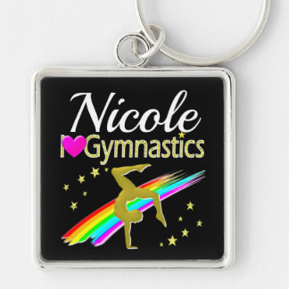 CUSTOMIZED GOLD GYMNASTICS LOVE DESIGN KEYCHAIN