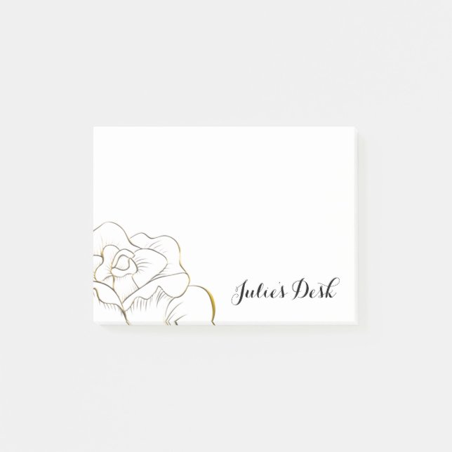 Customized Gold Rose Post-it Notes (Front)